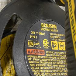 AS-IS DEWALT 20V MAX Lithium-Ion 15-Degree Electric Cordless Roofing Nailer Kit