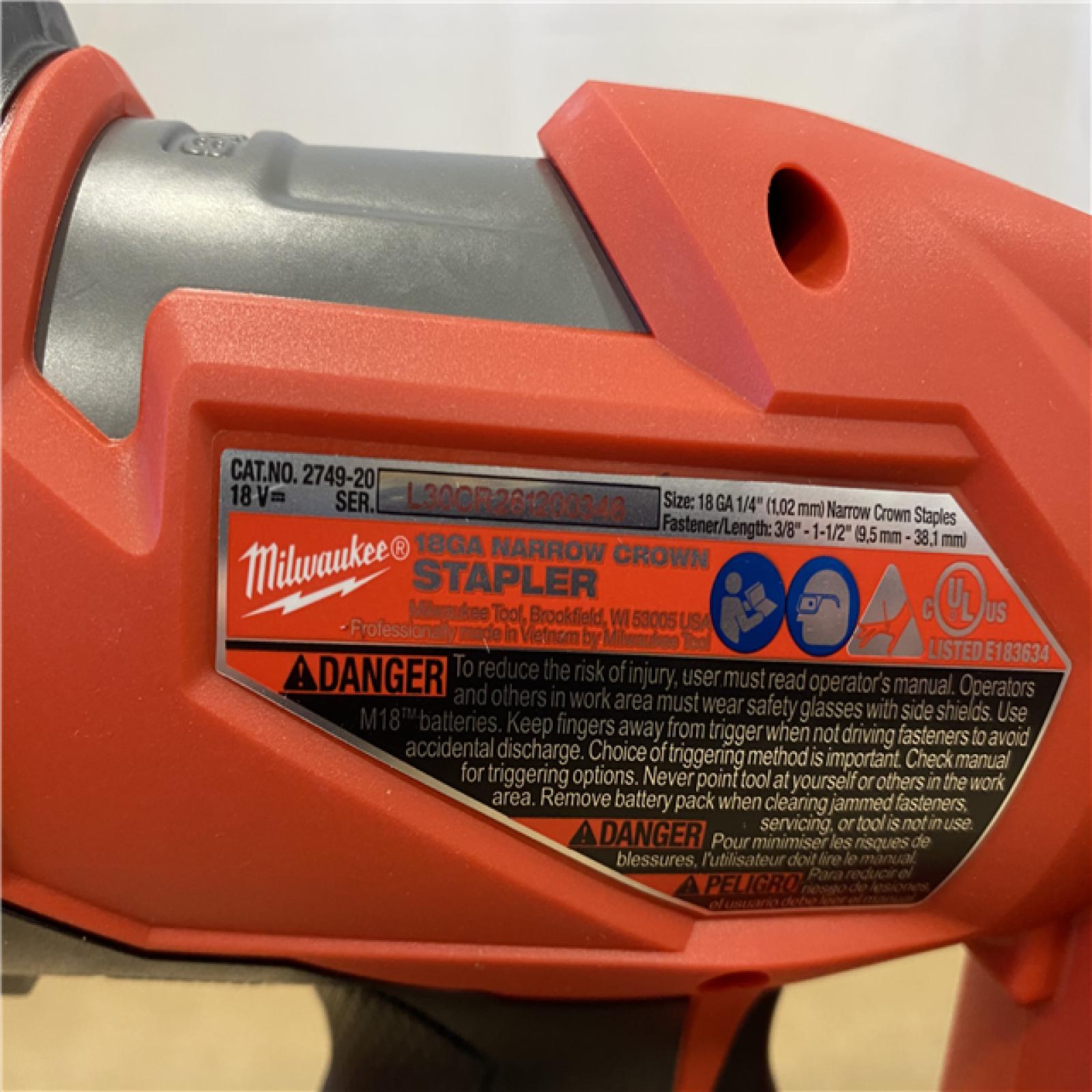 AS-IS Milwaukee FUEL 18-Volt Lithium-Ion Brushless Cordless 18-Gauge 1/4 in. Narrow Crown Stapler (Tool-Only)