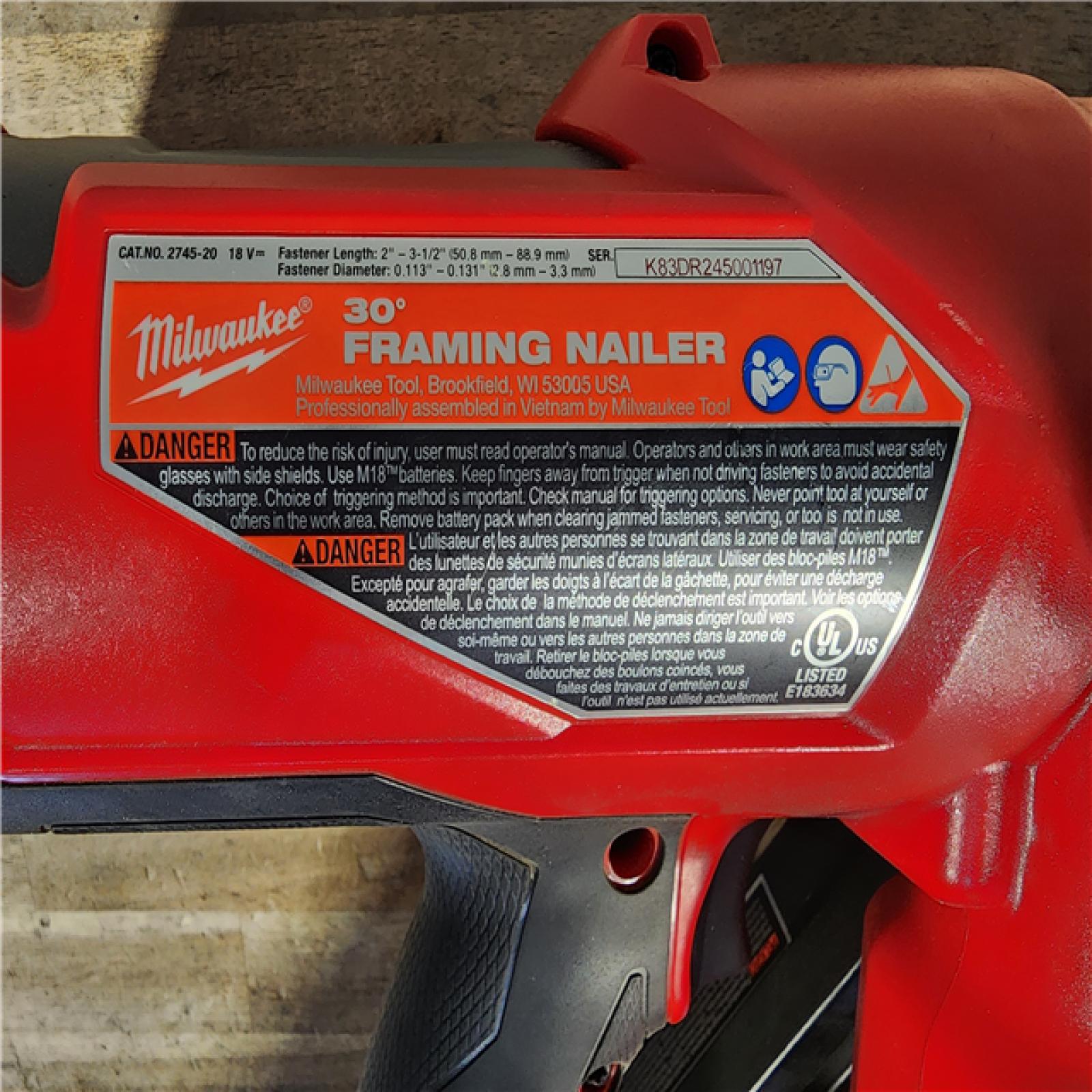 HOUSTON LOCATION - AS-IS M18 FUEL 3-1/2 in. 18-Volt 30-Degree Lithium-Ion Brushless Cordless Framing Nailer (Tool-Only)