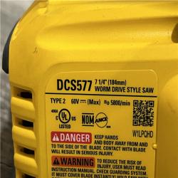 AS-IS DEWALT FLEXVOLT 60V MAX Cordless Brushless 7-1/4 in. Wormdrive Style Circular Saw (Tool Only)