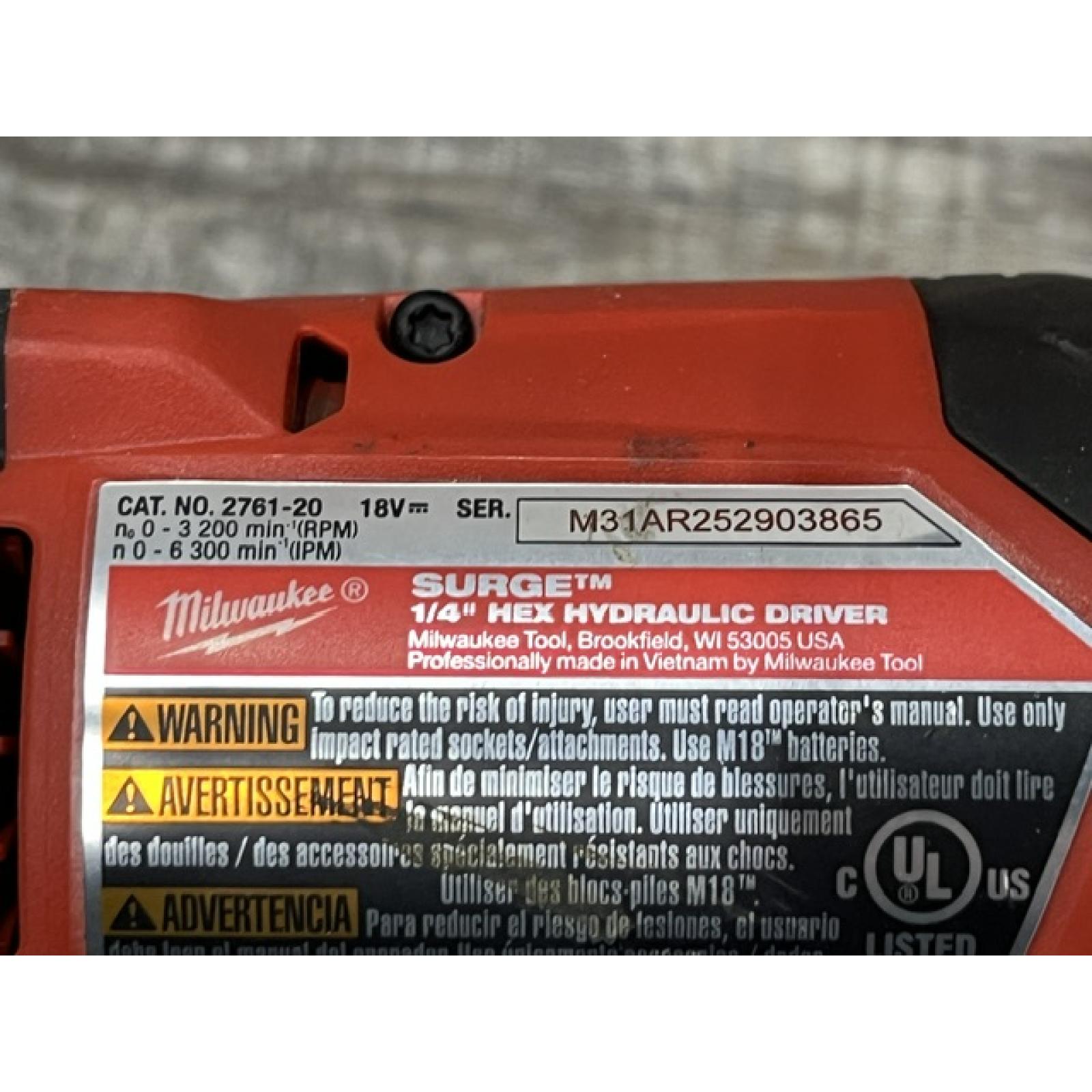 AS-IS Milwaukee FUEL SURGE 18V Lithium-Ion Brushless Cordless 1/4 in. Hex Impact Driver Kit