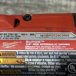 AS-IS Milwaukee FUEL SURGE 18V Lithium-Ion Brushless Cordless 1/4 in. Hex Impact Driver Kit