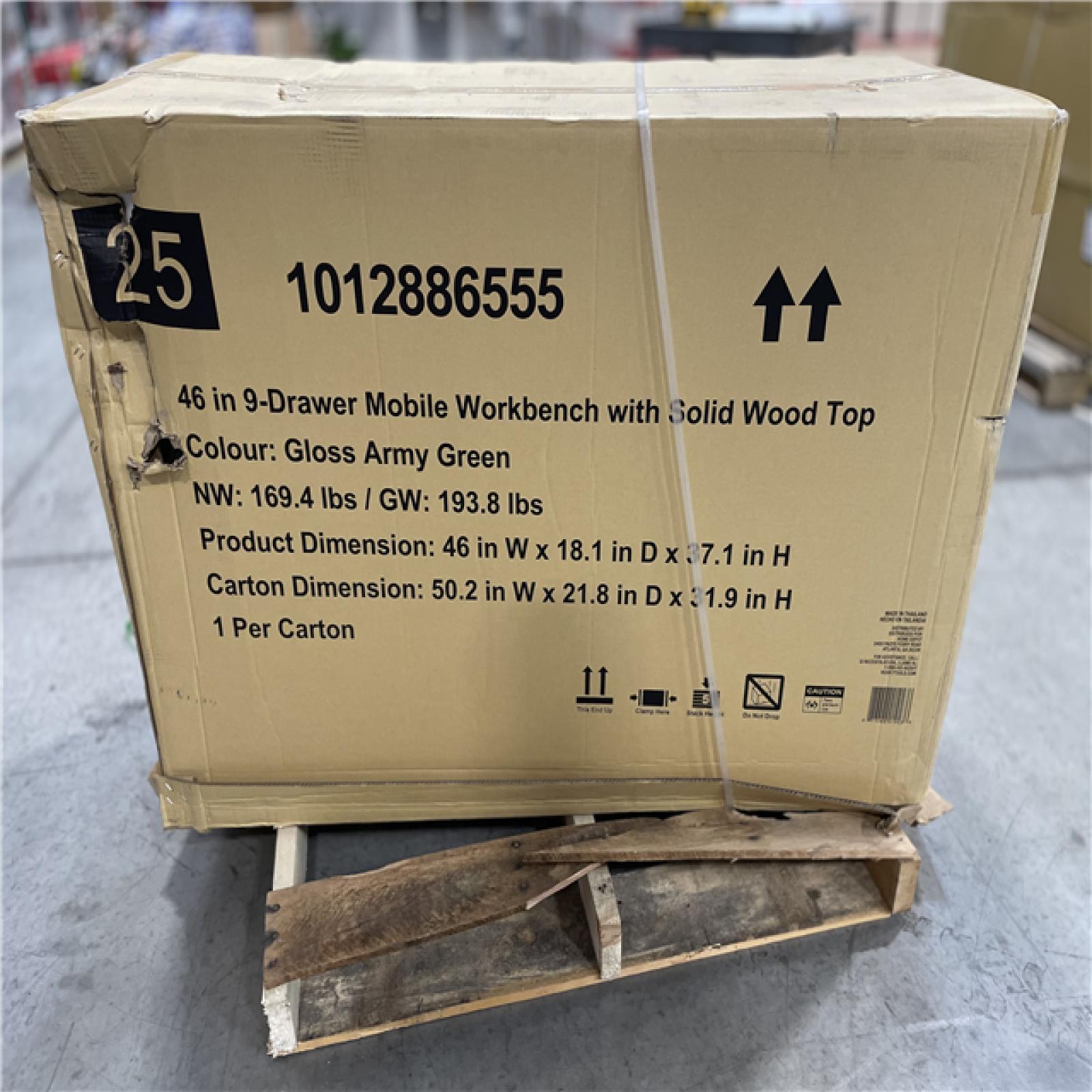 DALLAS LOCATION- HUSKY Army Green 46 in. x 25 in. D 9-Drawer Mobile Workbench