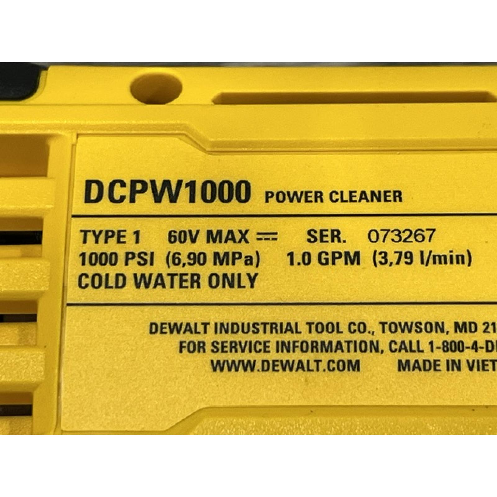AS-IS DEWALT FLEXVOLT 60V MAX 1000 PSI 1.0 GPM Cold Water Cordless Power Cleaner (Tool Only)