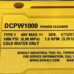 AS-IS DEWALT FLEXVOLT 60V MAX 1000 PSI 1.0 GPM Cold Water Cordless Power Cleaner (Tool Only)