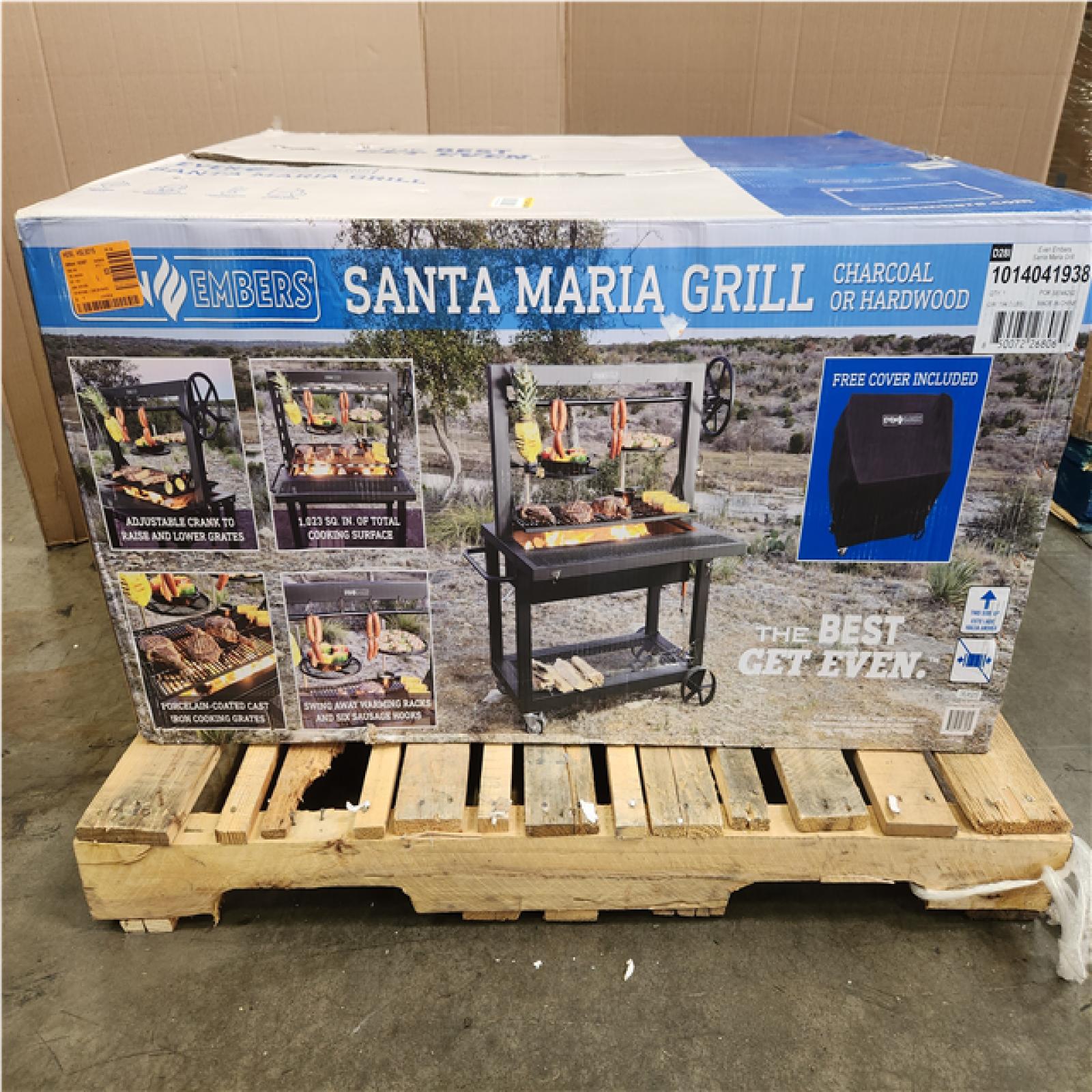 Phoenix NEW Even Embers 36 in. Santa Maria Charcoal and Wood Grill in Black with Cover Included