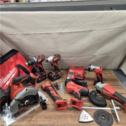 AS-IS Milwaukee M18 18-Volt Lithium-Ion Cordless Combo Kit 7-Tool with 2-Batteries, Charger and Tool Bag