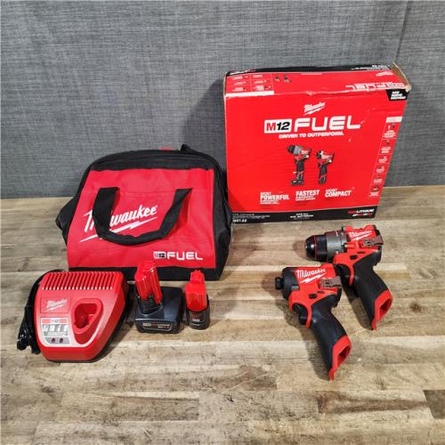HOUSTON LOCATION - AS-IS Milwaukee FUEL 12-Volt Lithium-Ion Brushless Cordless Hammer Drill and Impact Driver Combo Kit