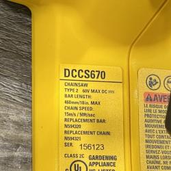 AS-IS DEWALT FLEXVOLT 60V MAX 16in. Brushless Cordless Battery Powered Chainsaw (Tool Only)