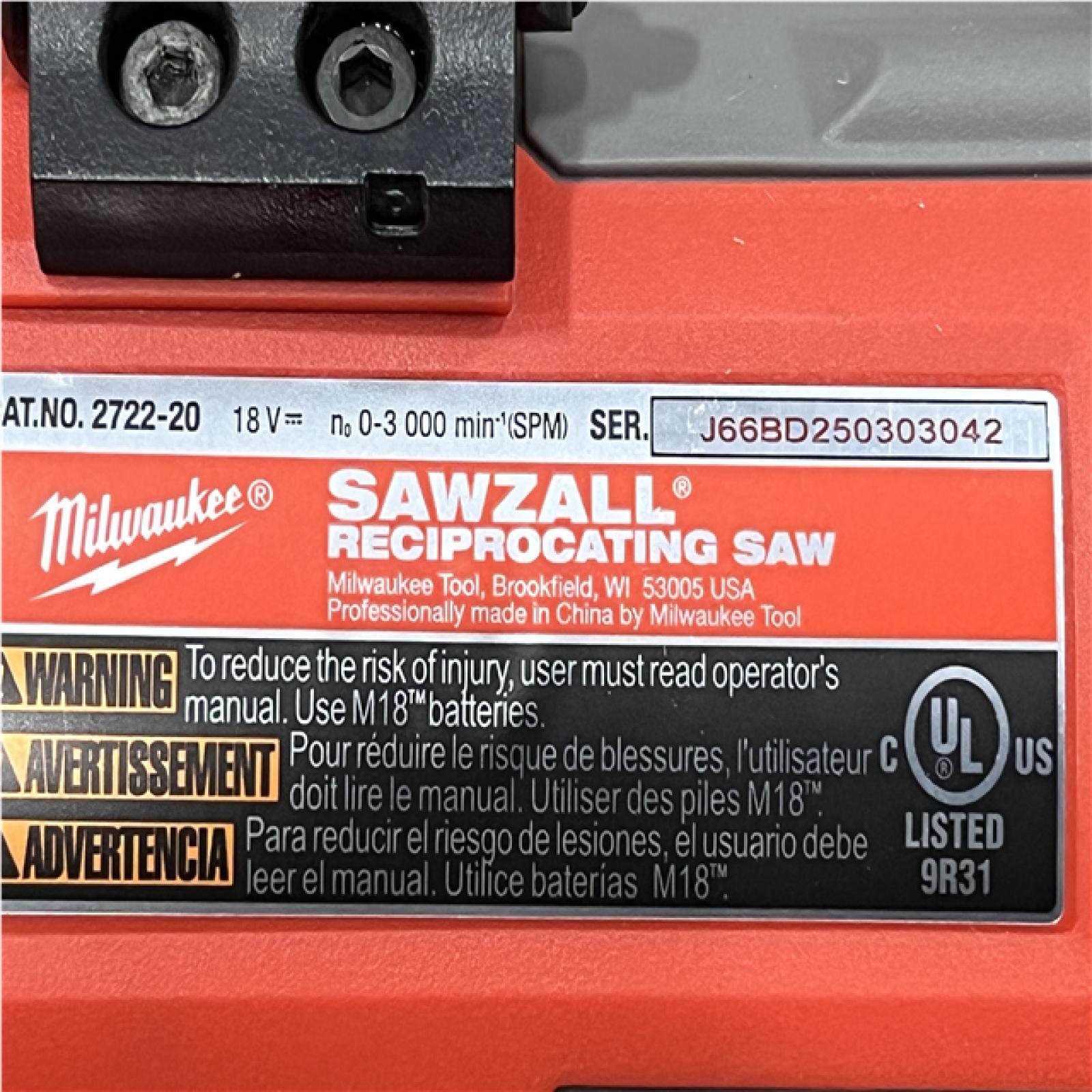 AS-IS Milwaukee FUEL 18V Lithium-Ion Brushless Cordless Super SAWZALL Orbital Reciprocating Saw (Tool-Only)