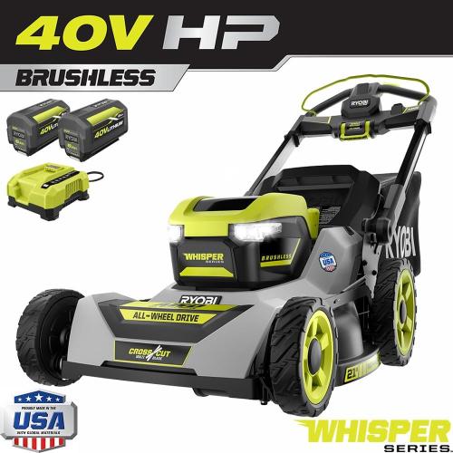 NEW- 40V HP Brushless Whisper Series 21 Walk Behind Self-Propelled All Wheel Drive Lawn Mower-(2) 6.0 Ah Batteries & Charger