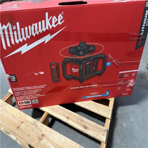 California NEW Milwaukee Red Exterior Rotary Laser Level Kit w/Receiver, Tripod & Grade Rod, Includes (1) Battery & Charger