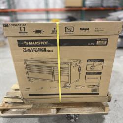 DALLAS LOCATION - Husky 52 in. W x 25 in. D Standard Duty 9-Drawer Mobile Workbench Tool Chest with Solid Wood Top in Gloss Black