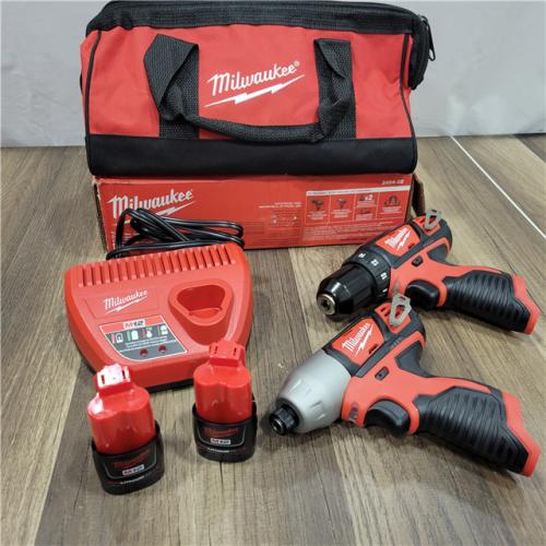 AS-IS  Milwaukee M12 12V Lithium-Ion Cordless Drill Driver/Impact Driver Combo Kit with Two 1.5Ah Batteries, Charger and Bag (2-Tool)