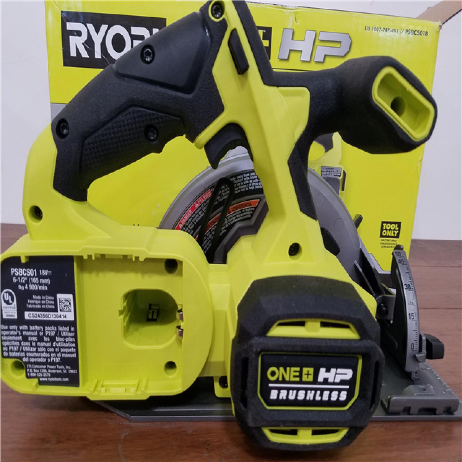CALIFORNIA AS-IS RYOBI ONE+HP 18V COMPACT BRUSHLESS 6-1/2CIRCULAR SAW (TOOL ONLY)
