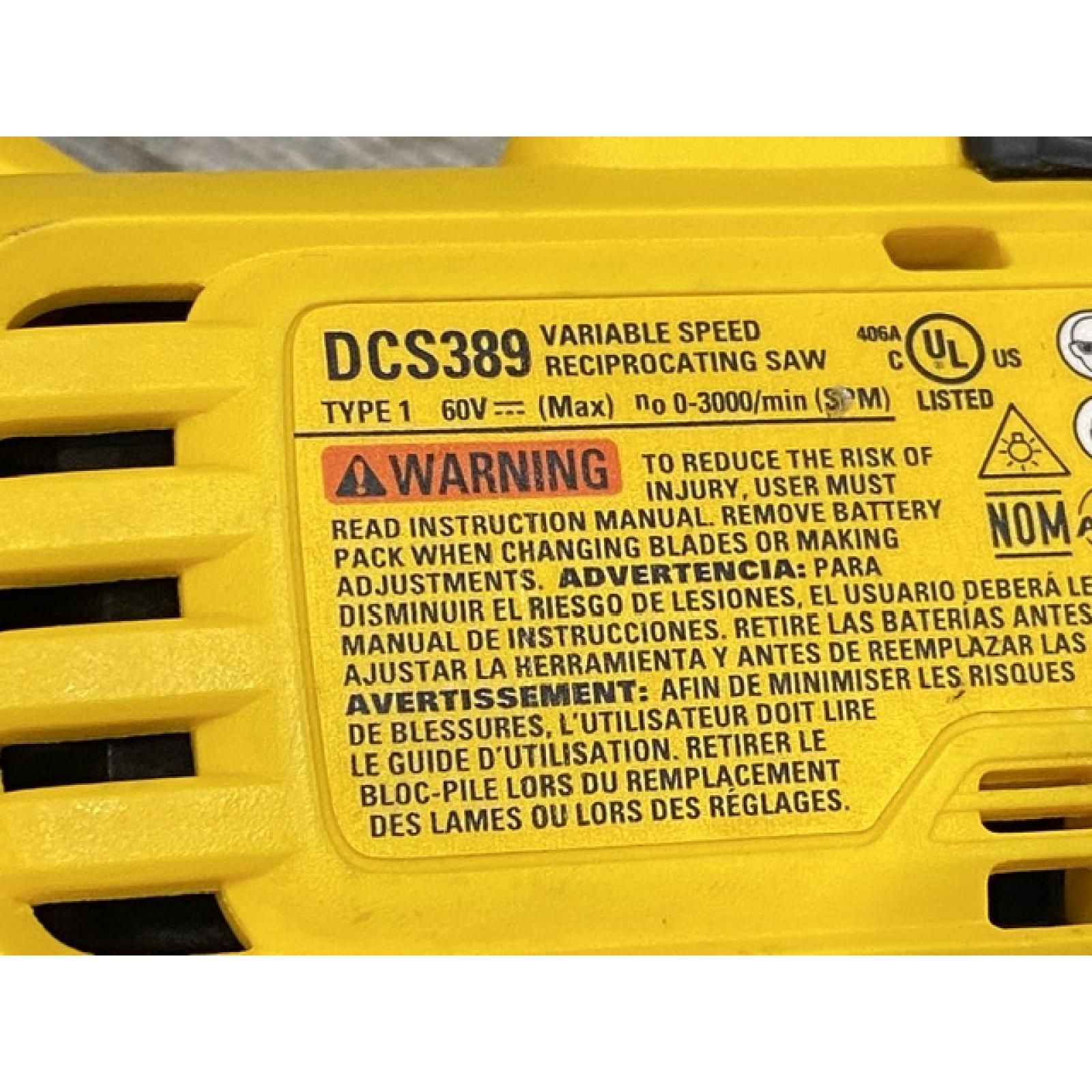 AS-IS DEWALT FLEXVOLT 60V MAX Cordless Brushless Reciprocating Saw (Tool Only)