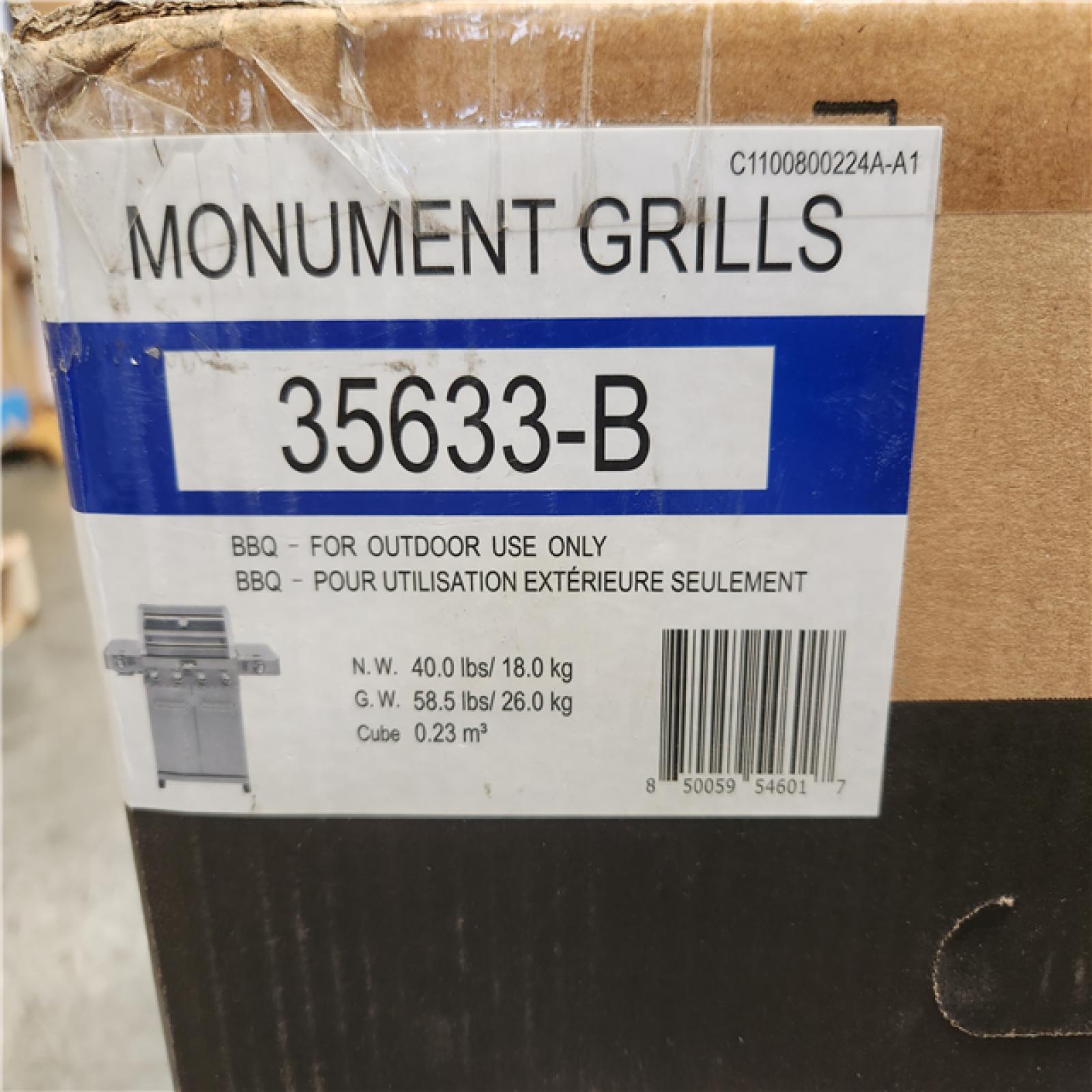 Phoenix NEW Monument Grills 4-Burner Propane Gas Grill in Stainless with Clear View Lid  LED Controls  Side and Sear Burners