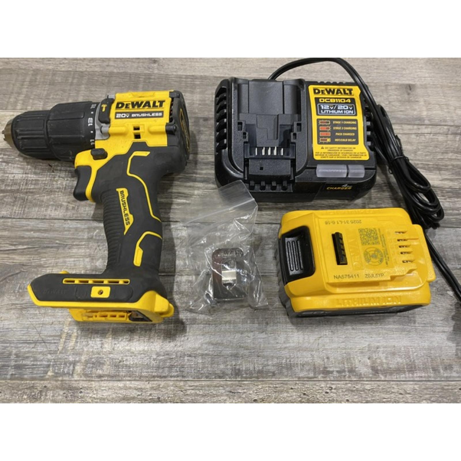 AS-IS DEWALT ATOMIC 20V Lithium-Ion Cordless 1/2 in. Hammer Drill Kit