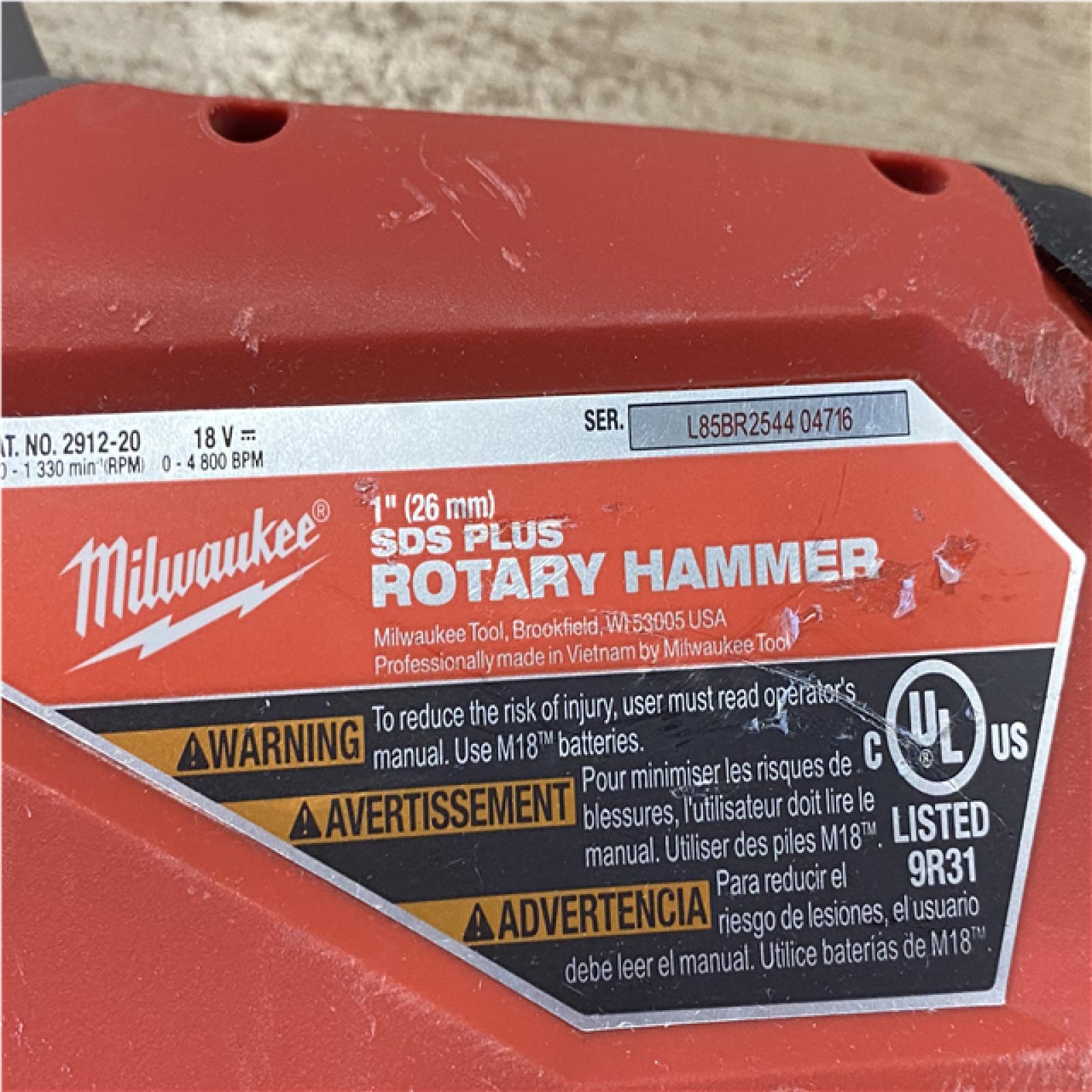 AS-IS Milwaukee  FUEL 18V Lithium-Ion Brushless Cordless 1 in. SDS-Plus Rotary Hammer (Tool-Only)