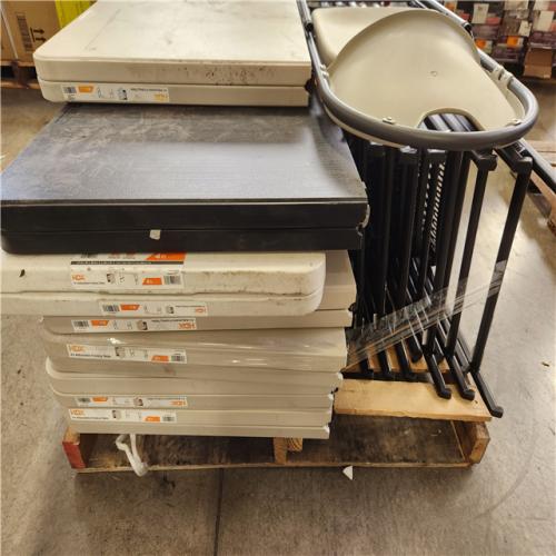 Phoenix HDX 4 ft. Rectangle Almond Resin Top Single Hand Height Adjustable Folding Utility Table Seats 4 Pallet (13-Tables) (7-Chairs)