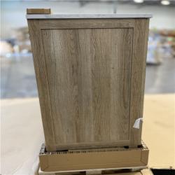 DALLAS LOCATION - Glacier Bay Tobana 60 in. Double Sink Weathered Tan Bath Vanity with White Engineered Marble Top (Assembled)