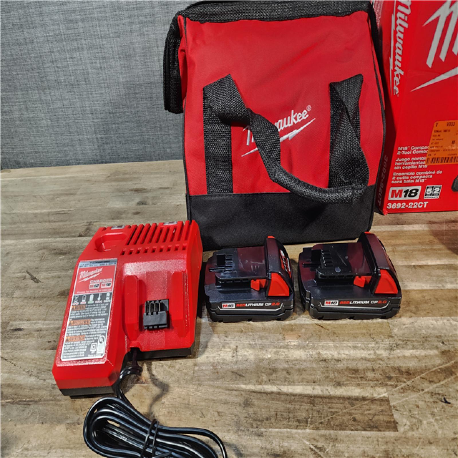 HOUSTON LOCATION - AS-IS Milwaukee 18V Lithium-Ion Brushless Cordless Compact Drill/Impact Combo Kit