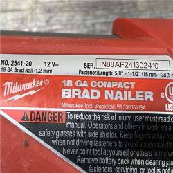 AS-IS Milwaukee FUEL 12-Volt Lithium-Ion Brushless Cordless 18-Gauge 1-1/2 in. Compact Brad Nailer (Tool Only)