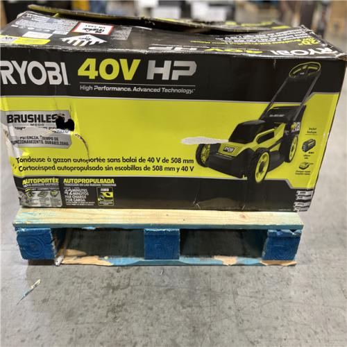 DALLAS LOCATION - RYOBI 40V HP Brushless 20 in. Cordless Electric Battery Walk Behind Self-Propelled Mower with 6.0 Ah Battery and Charger