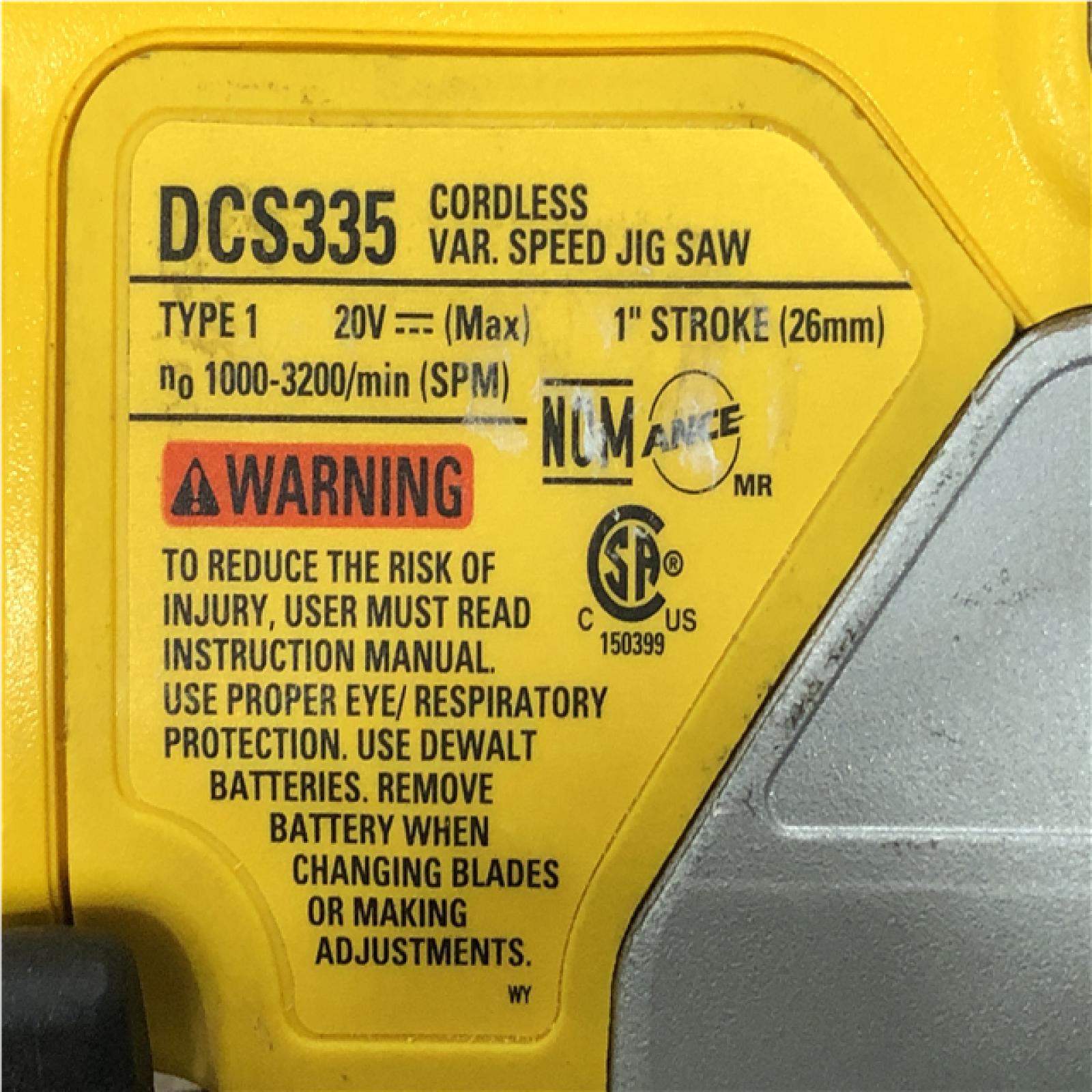 AS-IS DEWALT 20V MAX XR Cordless Barrel Grip Jigsaw (Tool Only)