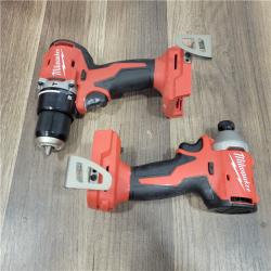 AS-IS Milwaukee   M18 18-Volt Lithium-Ion Brushless Cordless Compact Hammer Drill/Impact Combo Kit (2-Tool) with (2) Batteries, Bag