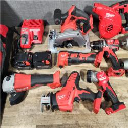 HOUSTON LOCATION - AS-IS MILWAUKEE 9 TOOL COMBO KIT W/ (2) BATTERY & CHARGER