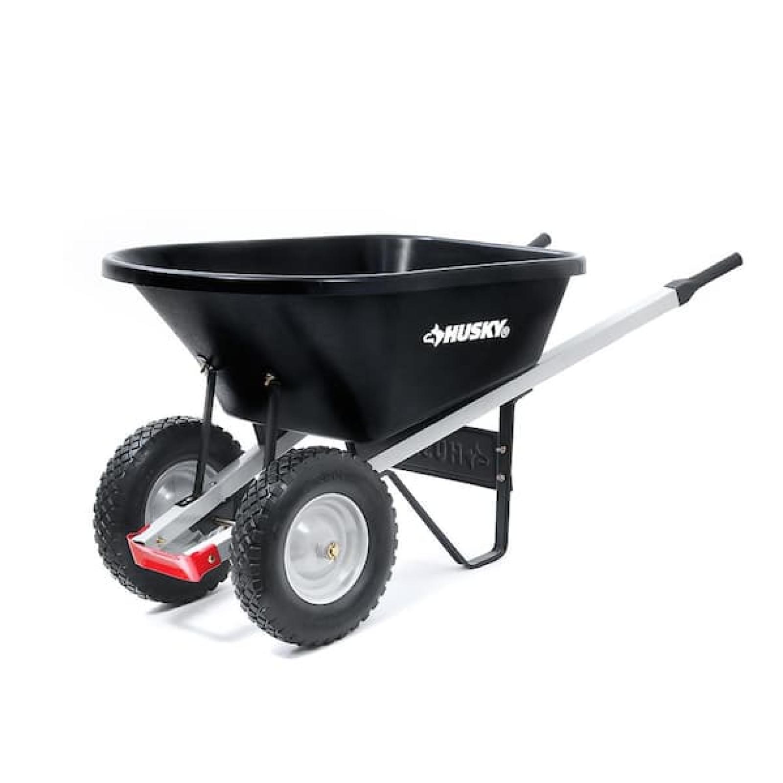 Phoenix Husky 6 cu. ft. Dual-Wheel  Poly Wheelbarrow with 8 in. Flat-Free Tires Pallet (8-Wheelbarrows)