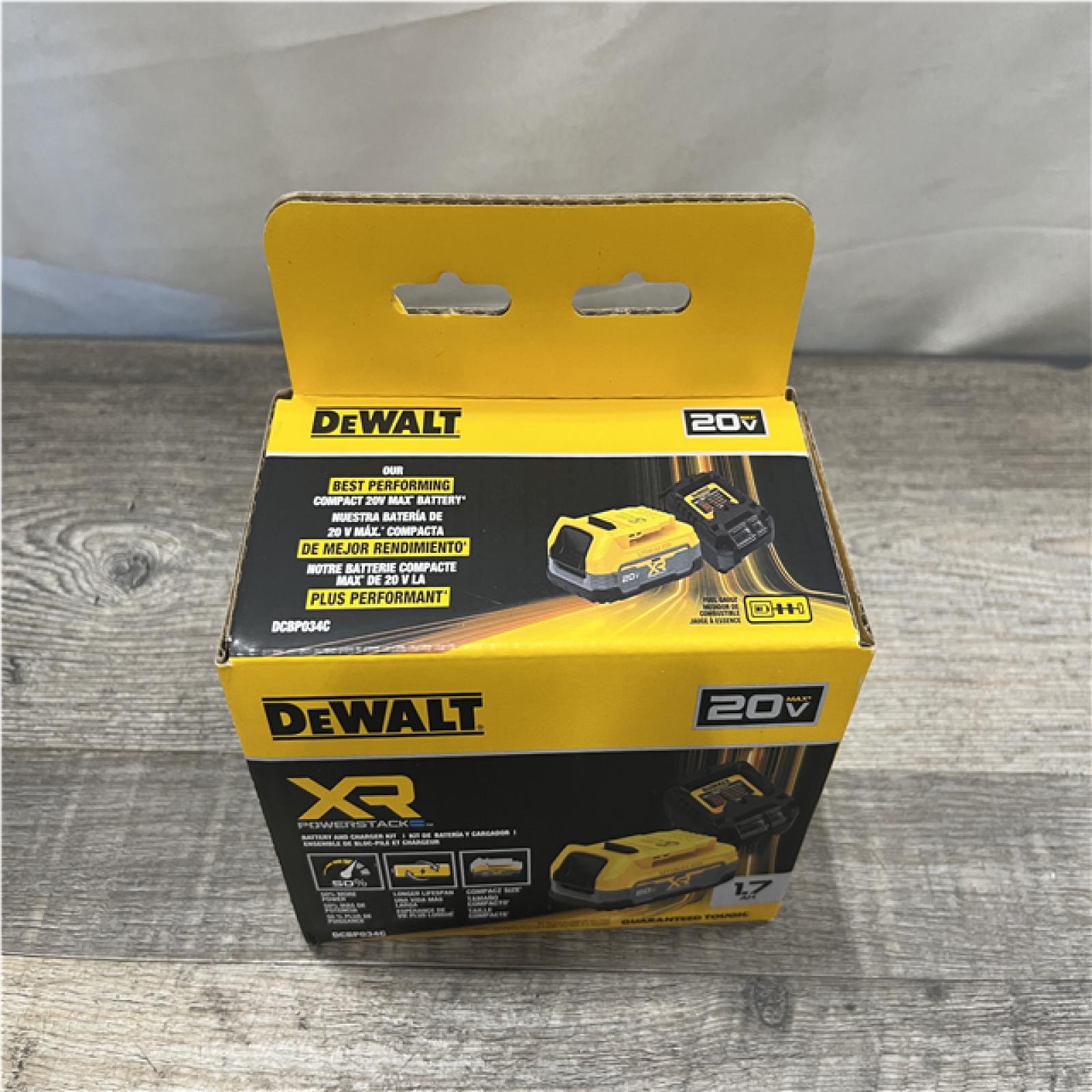 NEW - DEWALT 20V MAX XR POWERSTACK Lithium-Ion Battery Starter Kit with 1.7Ah Battery and Charger
