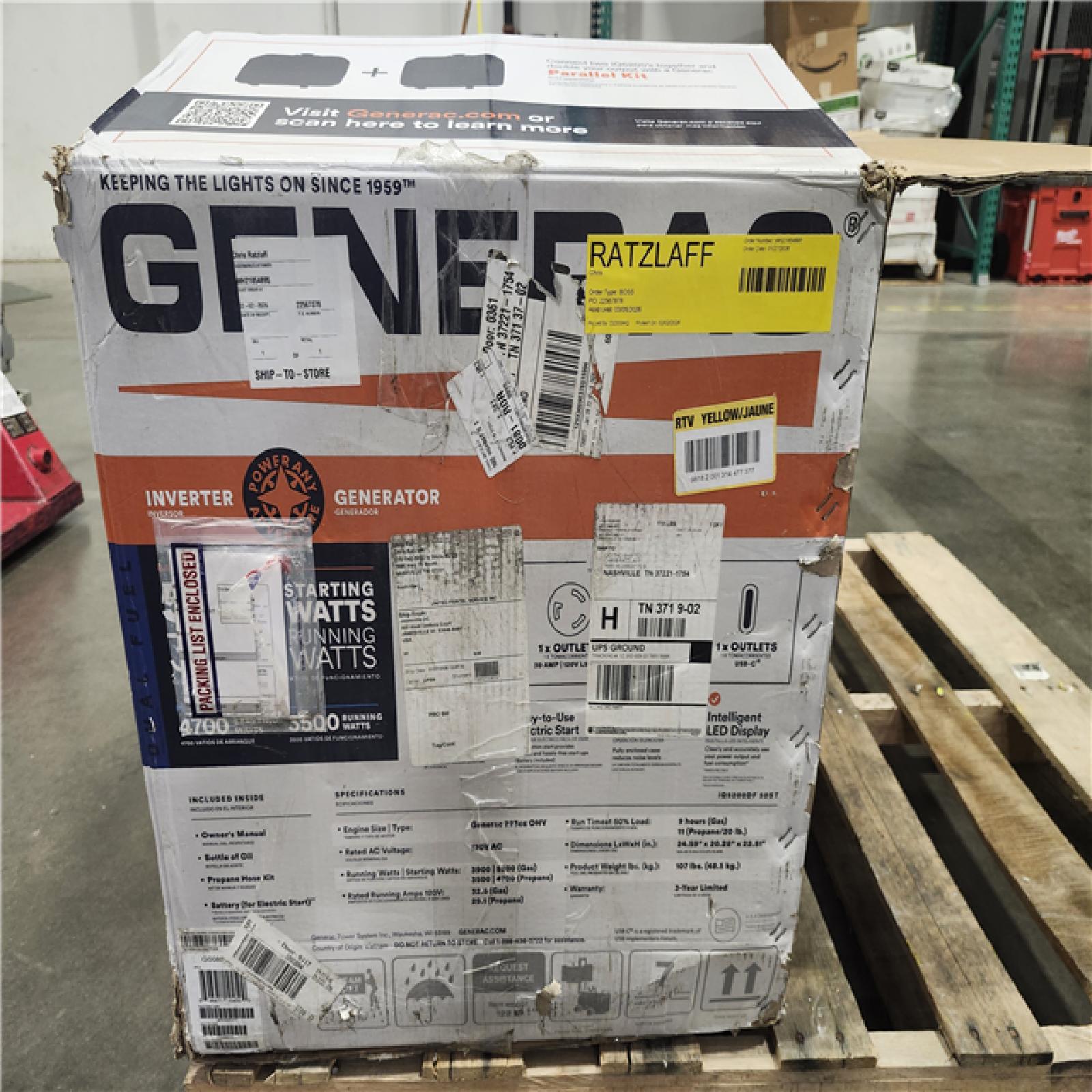 Dallas Location - As-Is Generac 5200 Watt  Inverter Generator G0089470