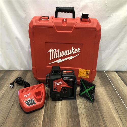 AS-IS Milwaukee 12-Volt Lithium-Ion Cordless Green 250 ft. 3-Plane Laser Level Kit