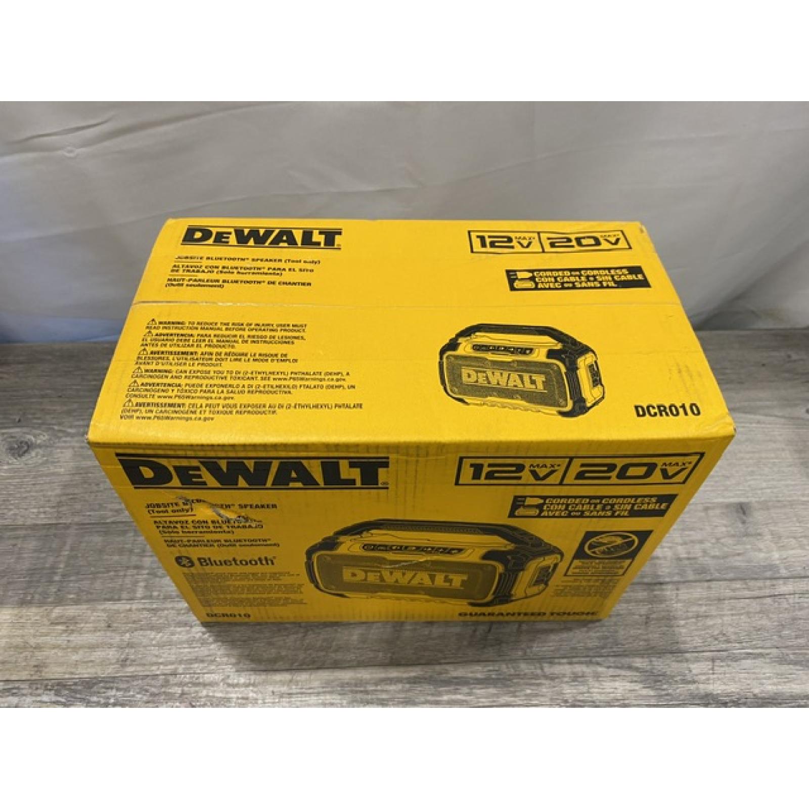 NEW - DEWALT 20V MAX Cordless Bluetooth Speaker (Tool Only)