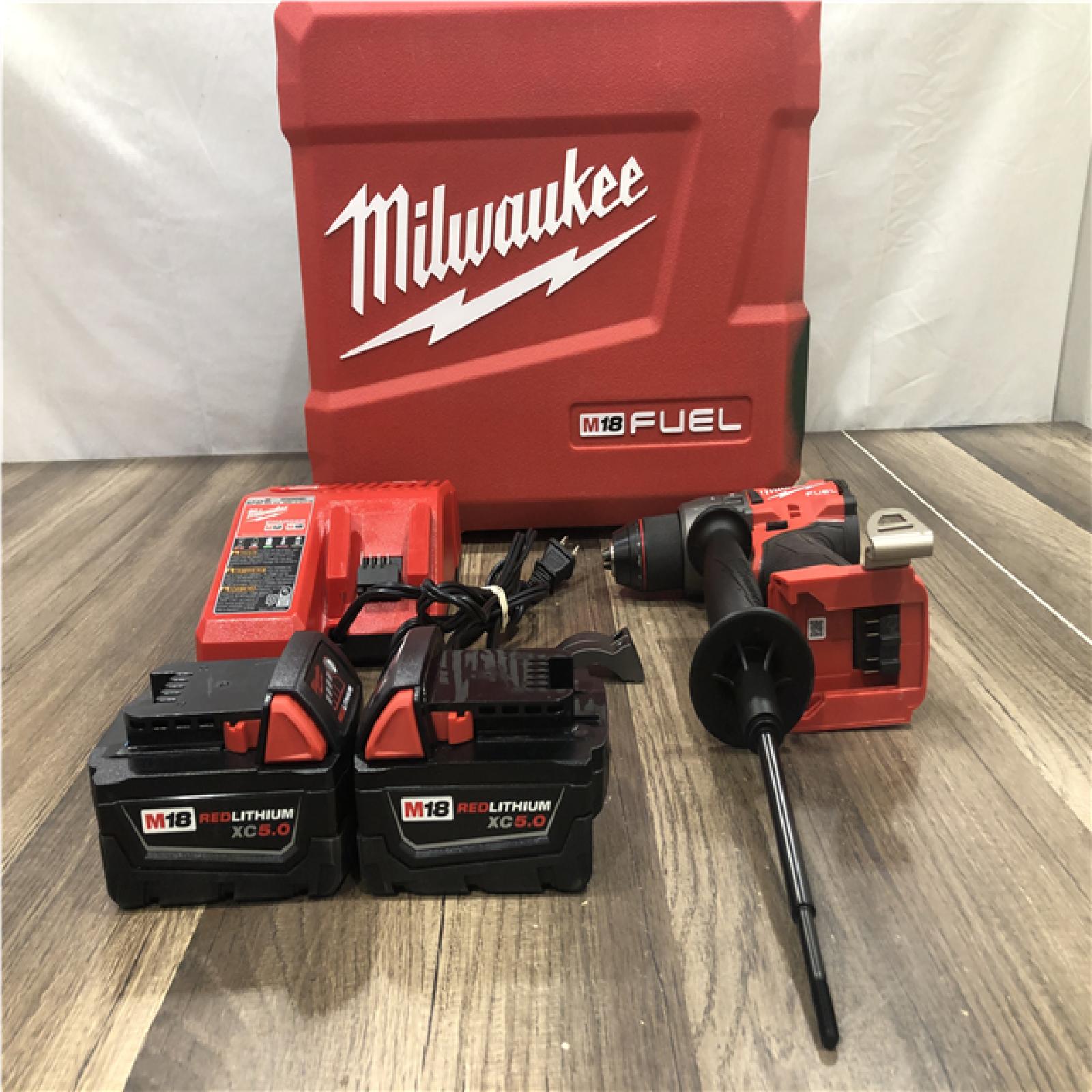 AS-IS Milwaukee FUEL 18V Lithium-Ion Brushless Cordless 1/2 in. Hammer Drill Driver Kit