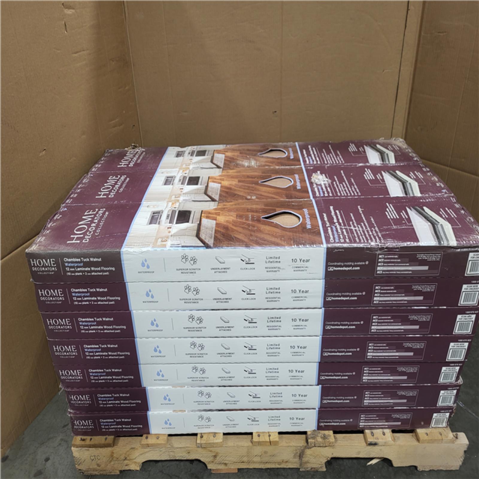 CALIFORNIA AS-IS LIKE NEW HOME DECORATORS COLLECTION CHAMBLEE TUCK WALNUT 12MM LAMINATE WOOD FLOORING