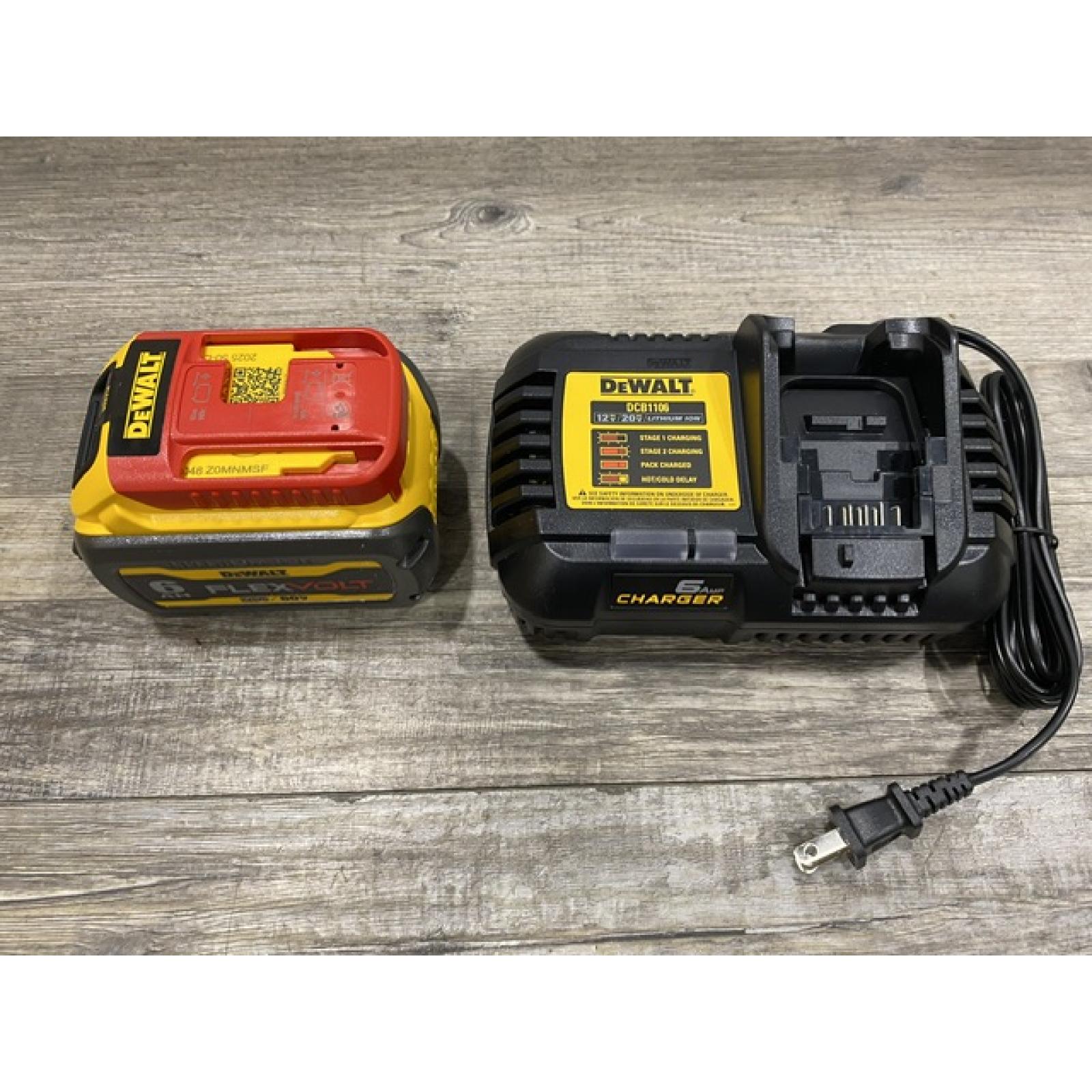 AS-IS DEWALT FLEXVOLT 20V/60V MAX Lithium-Ion 6.0Ah Battery Pack with 6 Amp Output Charger
