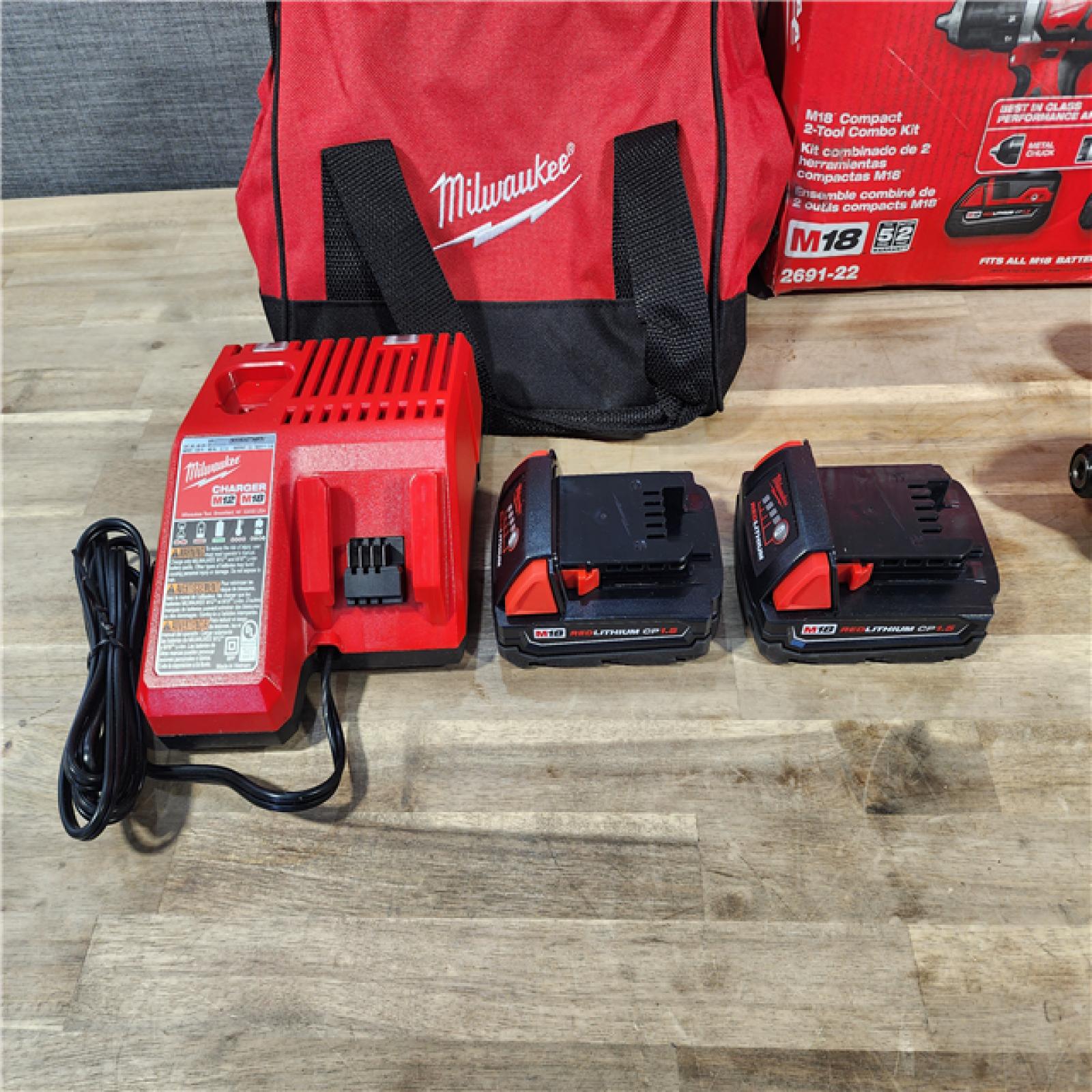HOUSTON LOCATION - AS-IS Milwaukee M18 18V Cordless Brushed 2 Tool Drill/Driver and Impact Driver Kit