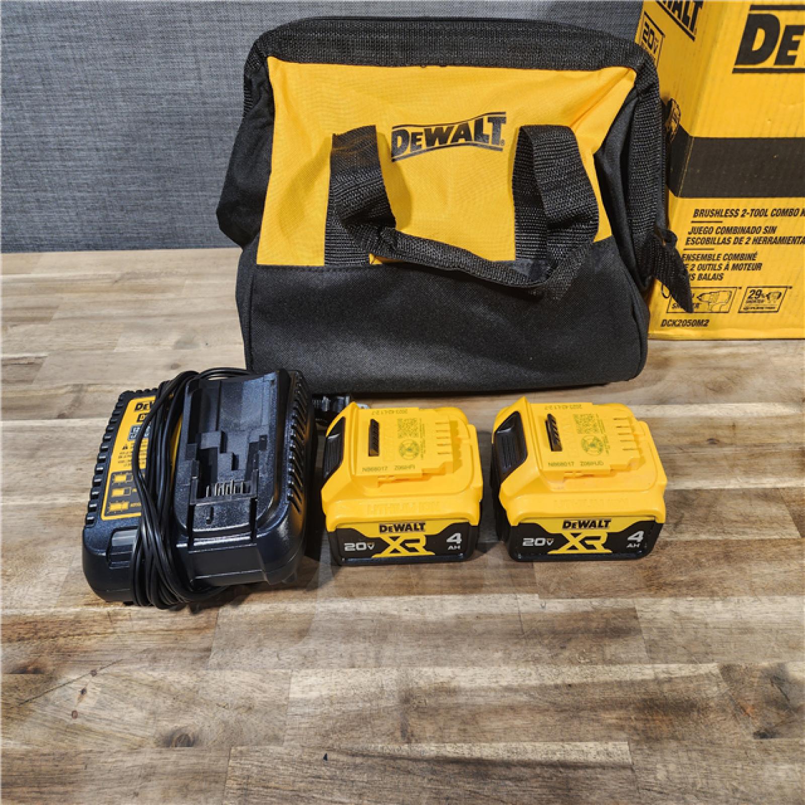 HOUSTON LOCATION - AS-IS DEWALT 20V MAX XR Hammer Drill and ATOMIC Impact Driver 2 Tool Cordless Combo Kit with (2) 4.0Ah Batteries, Charger, and Bag