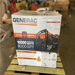 DALLAS LOCATION - Generac 10000 / 8000-Watt Electric Start Gasoline Powered Portable Generator w/ COSense and 3 ft. Adapter Cord Included-GP8000E