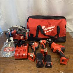 AS-IS Milwaukee M18 18-Volt Lithium-Ion Brushless Cordless Combo Kit (4-Tool) with 2-Batteries, 1-Charger and Tool Bag