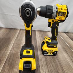 AS-IS DEWALT 20V MAX XR Hammer Drill and ATOMIC Impact Driver 2 Tool Cordless Combo Kit with (2) 4.0Ah Batteries, Charger, and Bag
