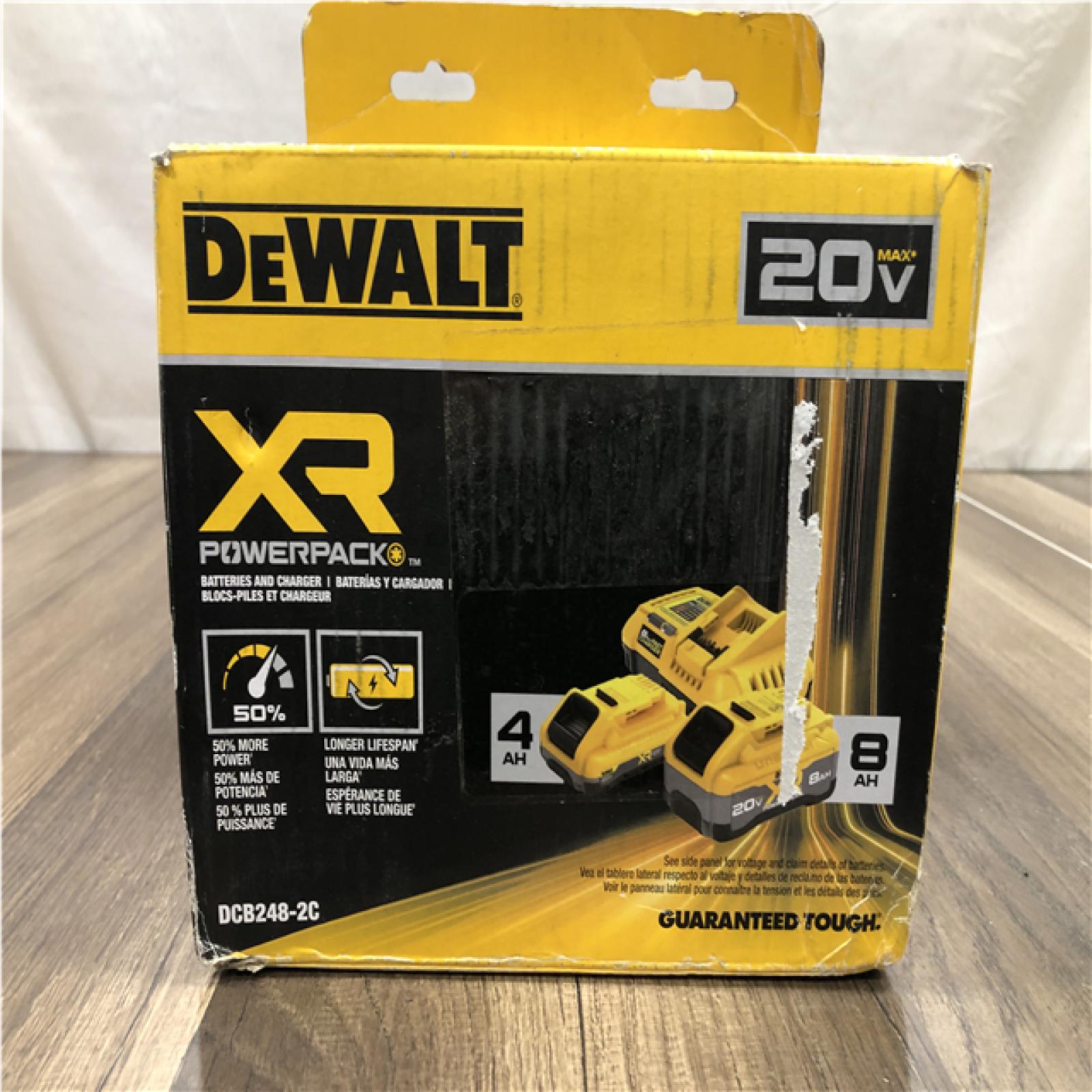 AS-IS DEWALT 20V XR Lithium-Ion Starter Pack with 8.0 Ah and 4.0 Ah Battery Packs and Charger