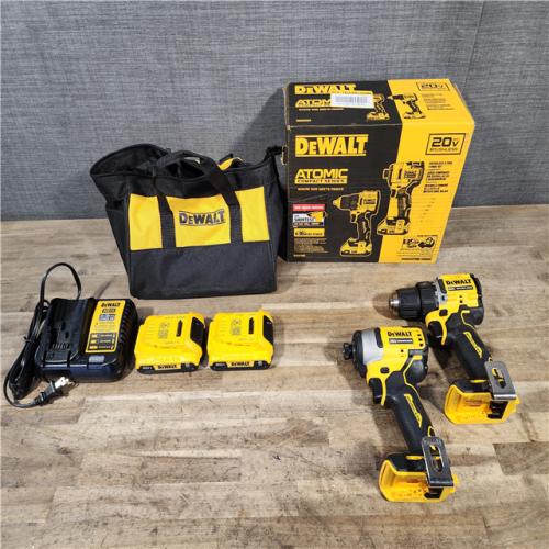 HOUSTON LOCATION - AS-IS Dewalt DCK225D2 20V MAX ATOMIC Brushless Compact Lithium-Ion 1/2 in. Cordless Drill Driver and 1/4 in. Impact Driver Combo Kit with 2 Batteries 2 Ah