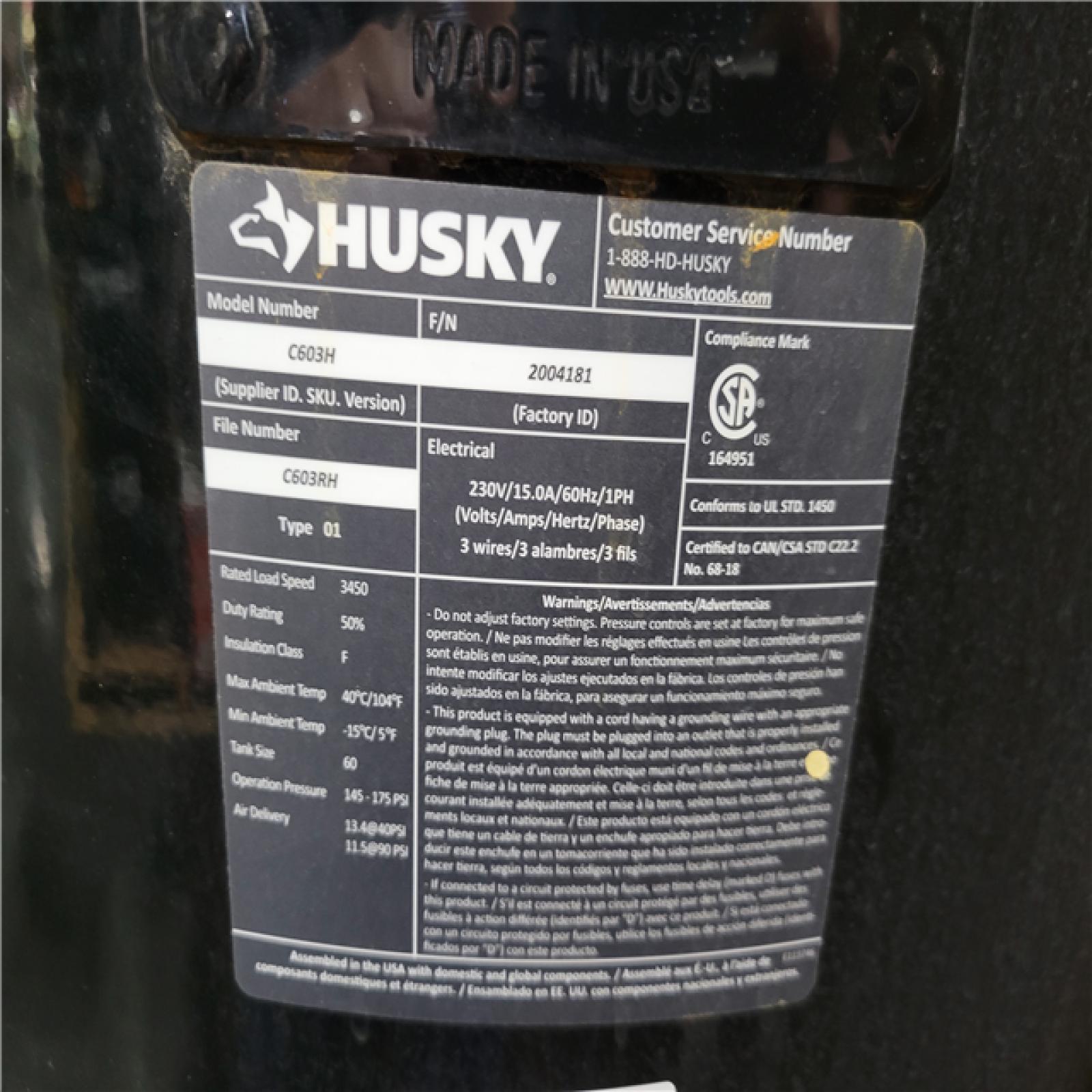CALIFORNIA AS-IS HUSKY 175 PSI AIR COMPRESSOR