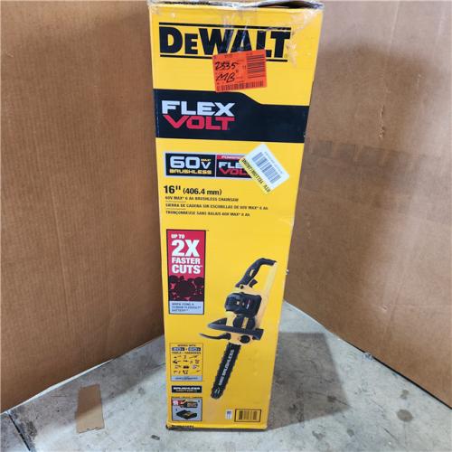 Houston Location - AS-IS DEWALT 60V MAX 16in. Brushless Battery Powered Chainsaw Kit with (1) FLEXVOLT 2Ah Battery & Charger - Appears IN GOOD Condition