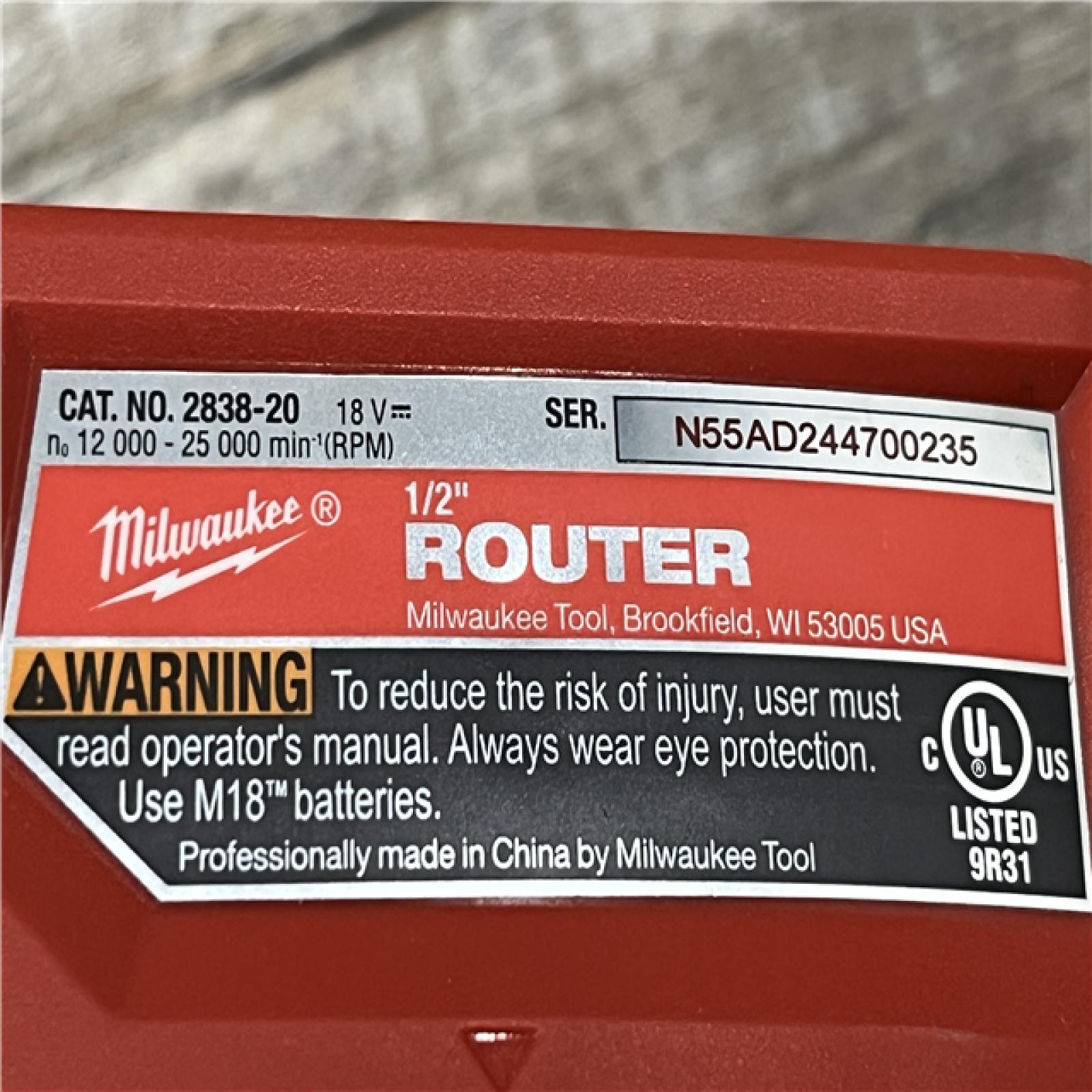 AS-IS Milwaukee FUEL 18V Lithium-Ion Cordless Brushless 1/2 in. Router (Tool-Only)