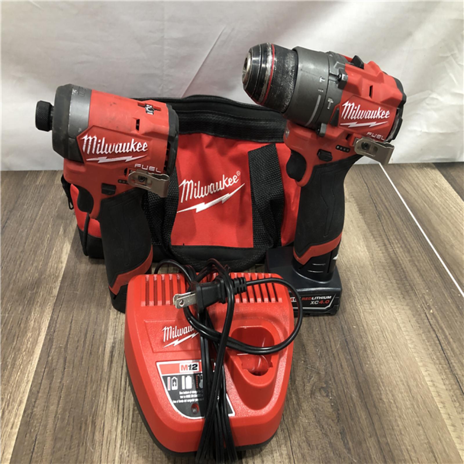 AS-IS Milwaukee  FUEL 12-Volt Lithium-Ion Brushless Cordless Hammer Drill and Impact Driver Combo Kit